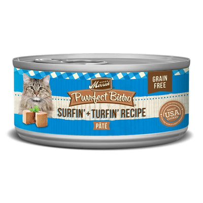 (24 Pack) Merrick Purrfect Bistro Grain Free Wet Cat Food Surfin and Turfin Recipe Pate 5.5 oz Cans