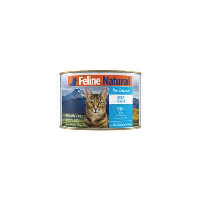 Feline Natural BPA-Free & Gelatin-Free Canned Cat Food, Beef & Hoki 6oz 12 Pack (B09R8VKNN4)