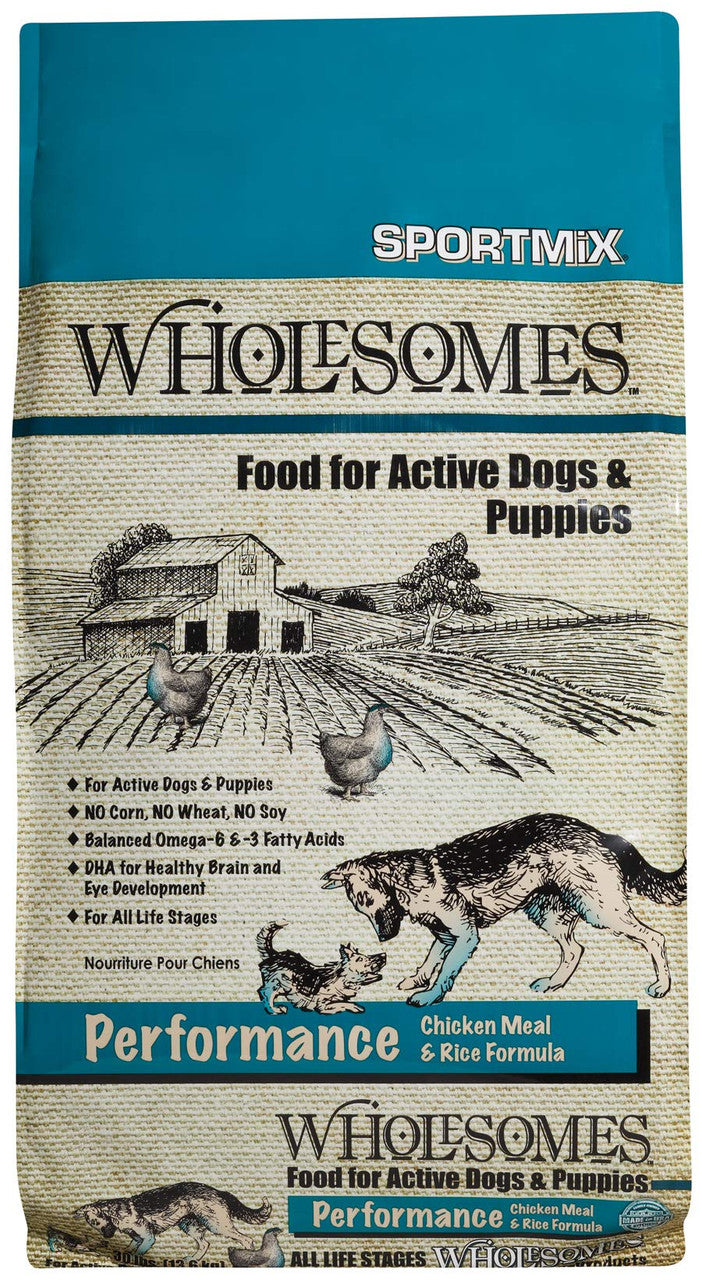 WHOLESOMES Performance Dry Dog Food Chicken Meal and Rice Formula Adult 30 LB