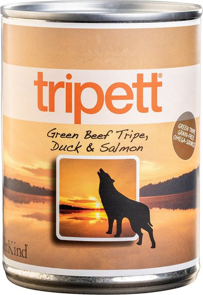 Petkind Tripett Grain-Free Green Beef Tripe, Duck & Salmon Wet Dog Food, 13 Oz, 12 Ct