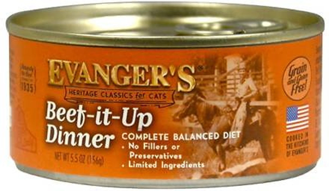 (24 Pack) Evanger's Beef It Up All Stages Wet Cat Food 5.5 Oz