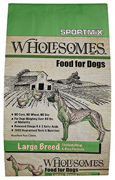 WHOLESOMES Large Breed Chicken Meal And Rice Formula Dry Dog Food 40 Lb