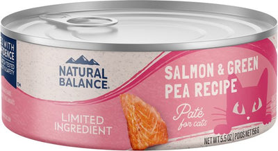 Natural Balance Limited Ingredient Salmon and Green Pea Canned Cat Food (Case of 24), 5.5 oz.