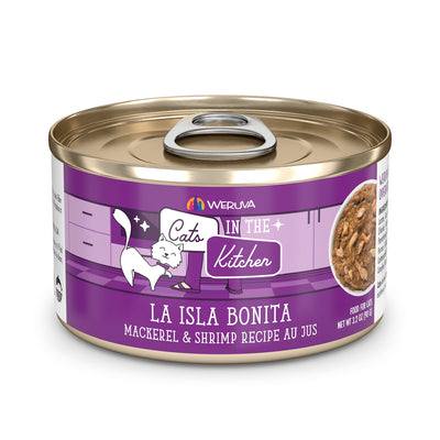 Weruva Cats in the Kitchen La Isla Bonita Mackerel & Shrimp Recipe Au Jus Canned Cat Food, 6-oz, case of 24