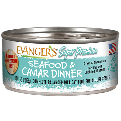 Evanger's Super Premium Grain-Free Seafood & Caviar Dinner Wet Cat Food, 5.5 Oz