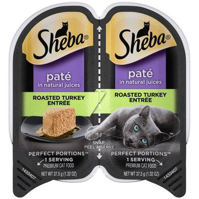 Sheba Perfect Portions Paté In Natural Juices Premium Wet Cat Food Roasted Turkey Entrée - 2.6oz