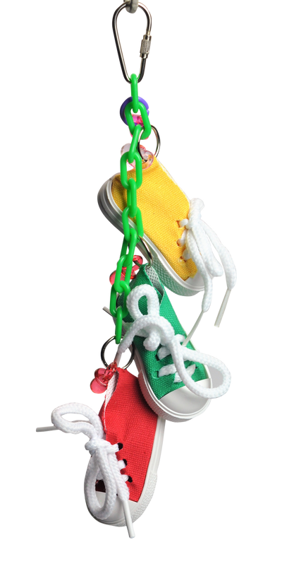 A&E Happy Beaks Sneakers on a Line Bird Toy