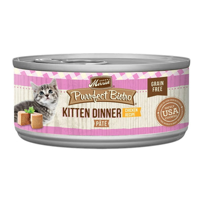 (24 Pack) Merrick Purrfect Bistro Kitten Dinner Grain Free Wet Cat Food Chicken Recipe Pate 3 oz Cans