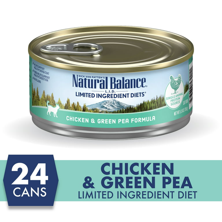 Natural Balance L.I.D. Limited Ingredient Diets Wet Cat Food Grain Free Chicken & Green Pea Formula 5.5-Ounce Can (Pack of 24)