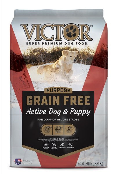 VICTOR Active Dog And Puppy Formula Beef And Peas Recipe Grain Free Dry Dog Food 30 Lb