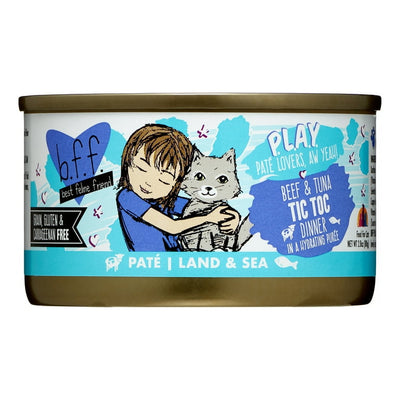 B.F.F. P.L.A.Y. Tic Toc Beef & Tuna Dinner in a Hydrating Puree Wet Cat Food, 5.5 oz.