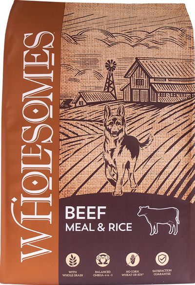 WHOLESOMES Beef Meal & Rice Formula Dry Dog Food 40 LB