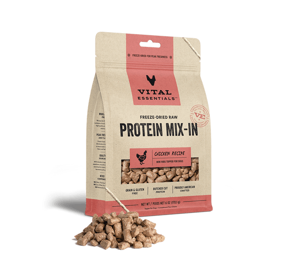 Vital Essentials Freeze Dried Raw Protein Mix-In Chicken Recipe Mini Nibs Topper for Dogs