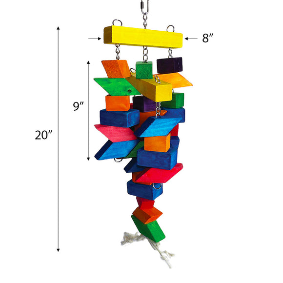 A & E Cage Happy Beaks Parallelogram Wooden Bird Toy