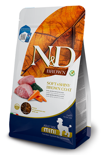 Farmina N&D Brown Adult Mini Lamb, Norwegian Kelp, And Carrot Recipe Dry Dog Food