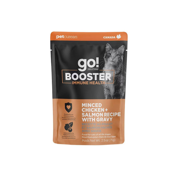 Petcurean Go! Solutions Booster Minced Chicken + Salmon with Gravy for Immune Health Wet Cat Food