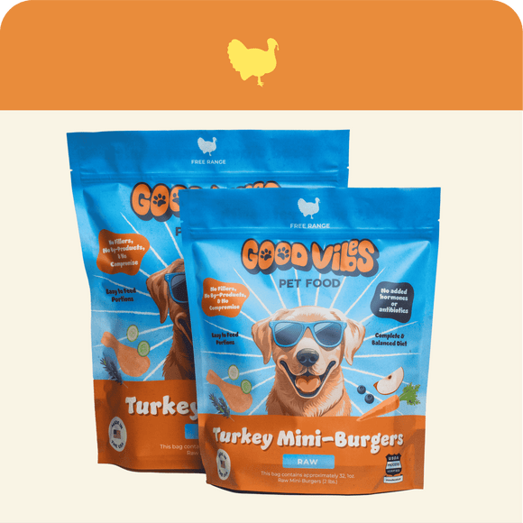 Good Vibes Raw Turkey Burgers Dog Food