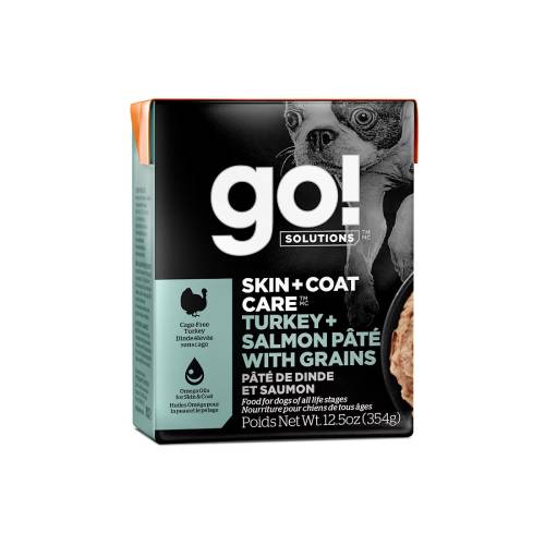 Petcurean Go! Solutions Skin + Coat Care Turkey + Salmon Pâté Wet Dog Food with Grains