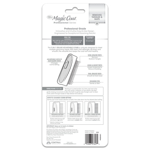 Four Paws Magic Coat® Professional Series 3-in-1 Deluxe Adjustable Dog Comb
