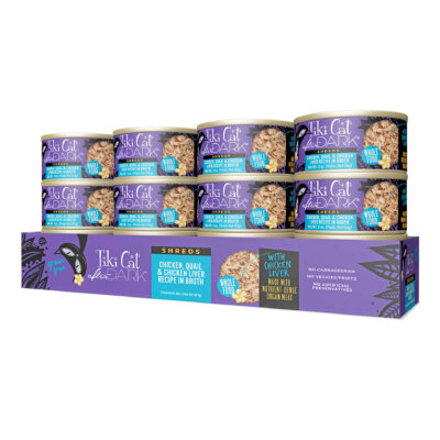 Tiki Cat After Dark Shreds Chicken, Quail & Chicken Liver Recipe in Broth Wet Cat Food