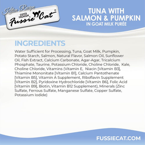 Fussie Cat Kitten Tuna with Salmon & Pumpkin in Goat Milk Puree
