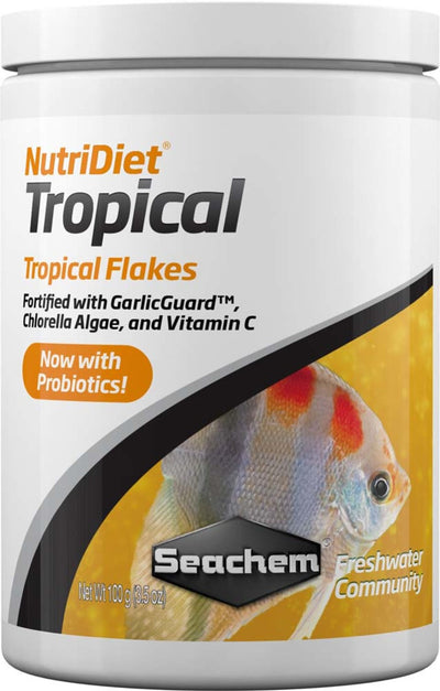 Seachem NutriDiet Tropical Flakes Probiotic Fish Food with GarlicGuard 1.7-Ounce